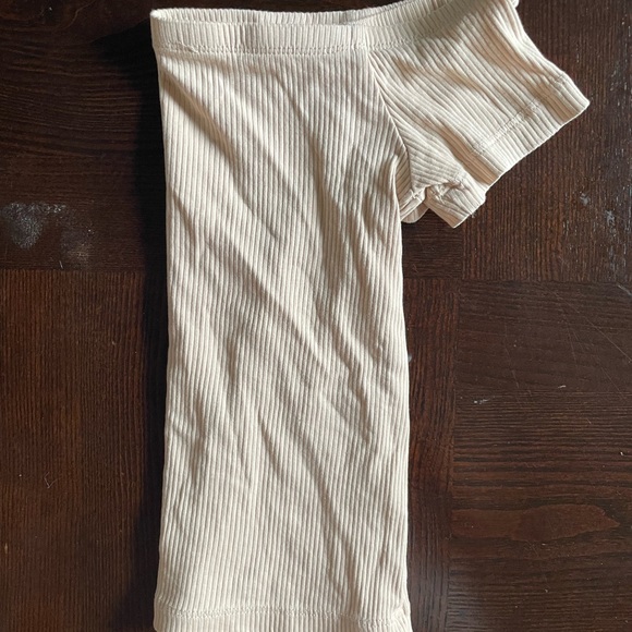 Ribbed Off- Shoulder Crop Top: Light Beige/Tan - Picture 3 of 5